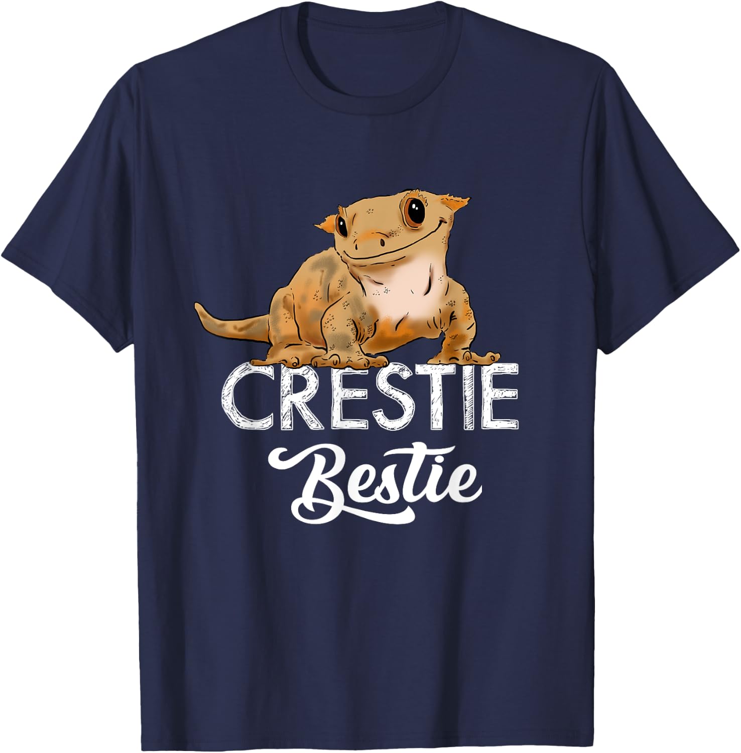Cute Crested Gecko, Crestie Bestie, Gecko Lover, Lizards T-Shirt - T-Shirt | Navy