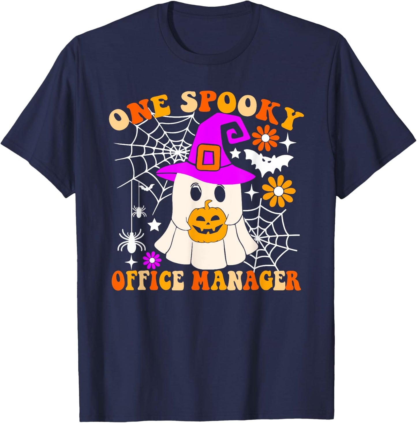 One Spooky Office Manager Funny Ghost Halloween Costume T-Shirt - T-Shirt | Navy