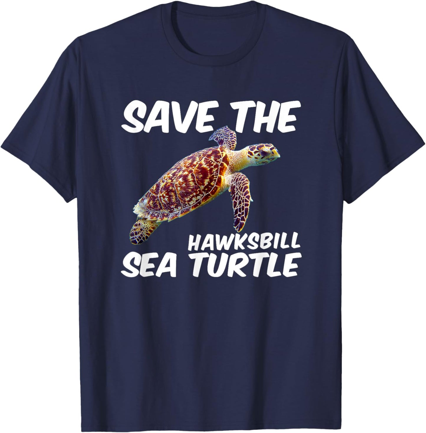 Save The Hawksbill Sea Turtle T-Shirt - T-Shirt | Navy