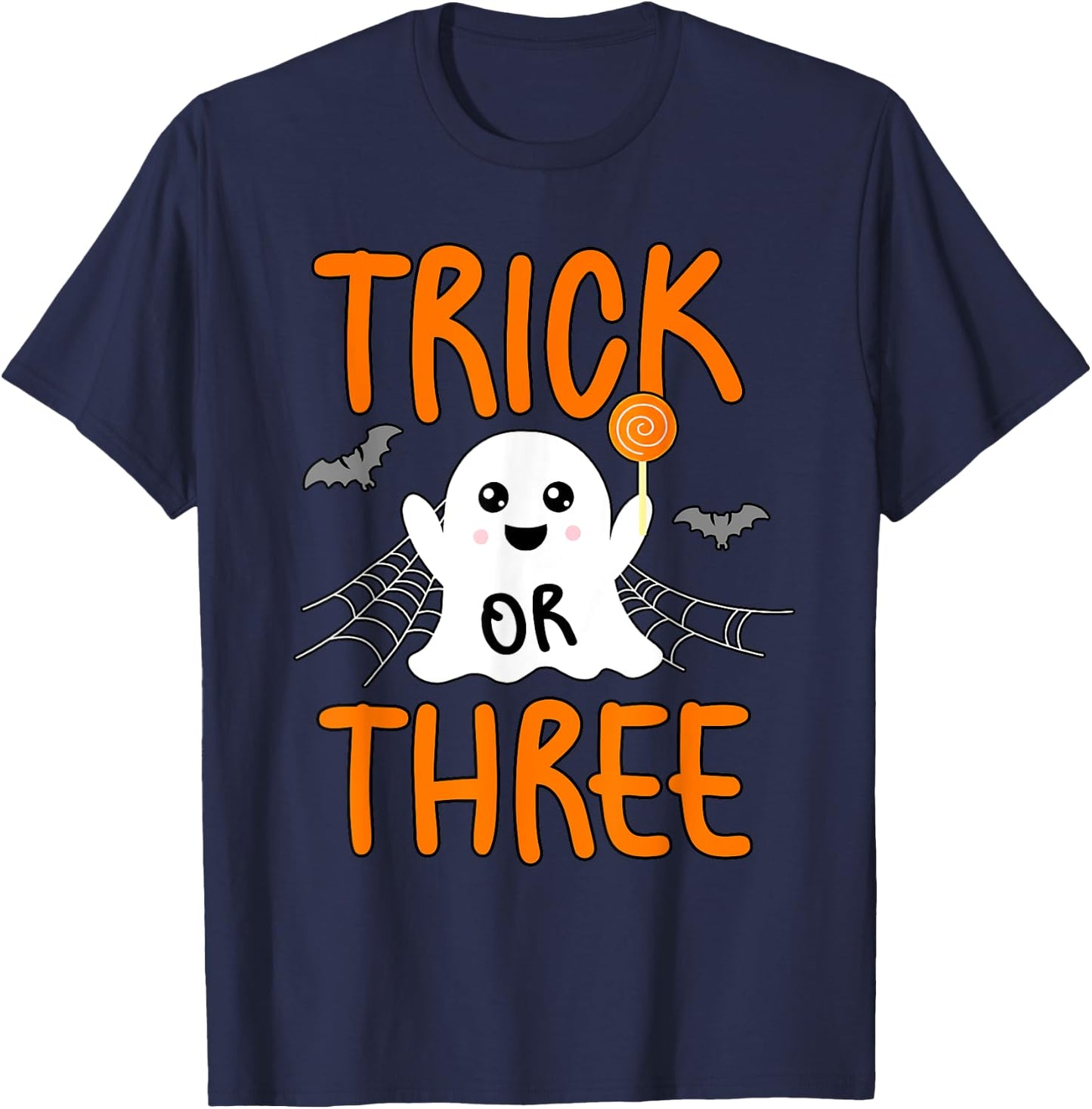 Trick or Three Theme Halloween 3rd Birthday Party Spooky T-Shirt - T-Shirt | Navy