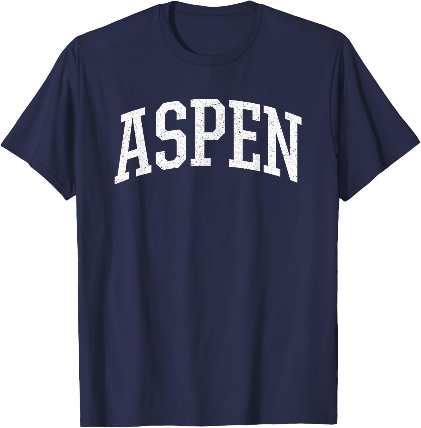 Distressed Aspen , Retro Aspen Sports College-Style T T-Shirt - T-Shirt | Navy