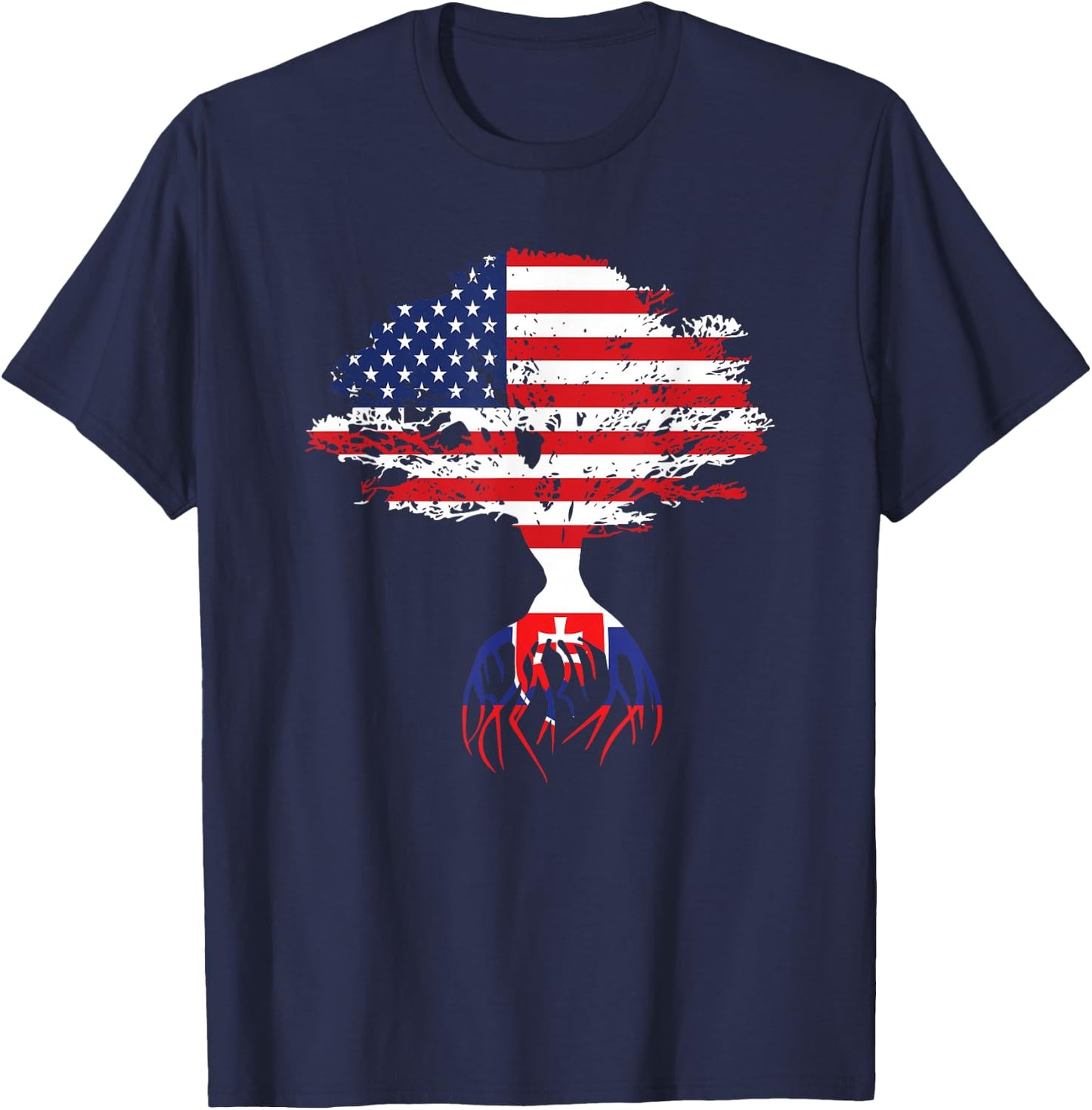 Slovak Roots American Flag Slovakia Gifts T-Shirt - T-Shirt | Navy