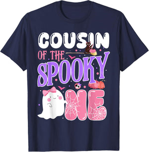 Cousin Of The Spooky One 1st Birthday Halloween Pink Ghost T-Shirt - T-Shirt | Navy