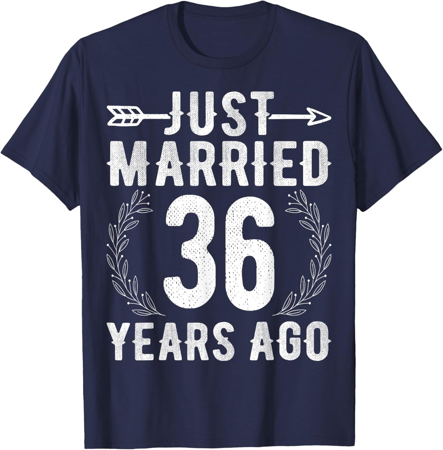 Just Married 36 Years Ago - 36th Anniversary Wife Husband T-Shirt - T-Shirt | Navy