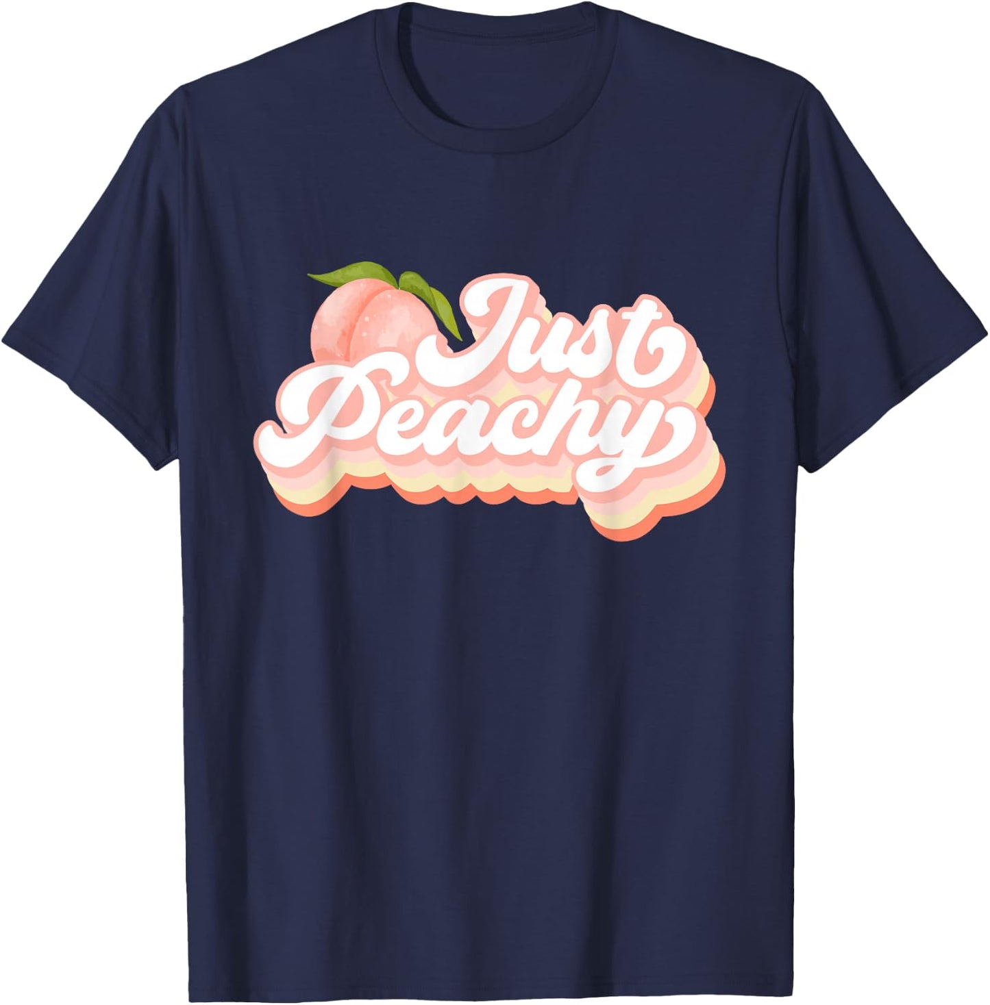 Vintage Just Peachy Peaches Women Summer Fruit T-Shirt - T-Shirt | Navy
