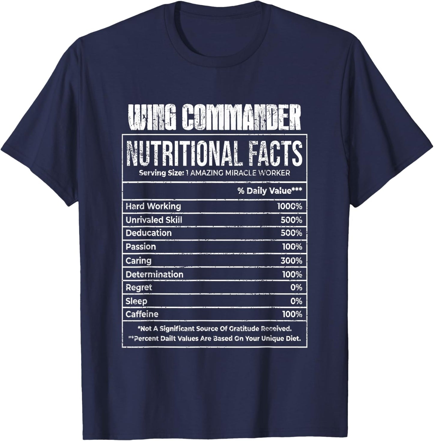 Nutritional Facts Wing Commander Job Tittle T-Shirt - T-Shirt | Navy