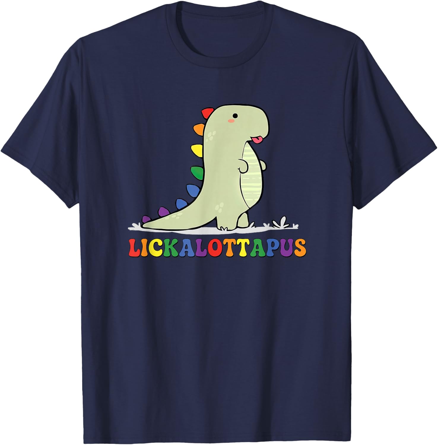 Lickalottapus Rainbow Dinosaur LGBTQ Funny Gay Pride Month T-Shirt - T-Shirt | Navy