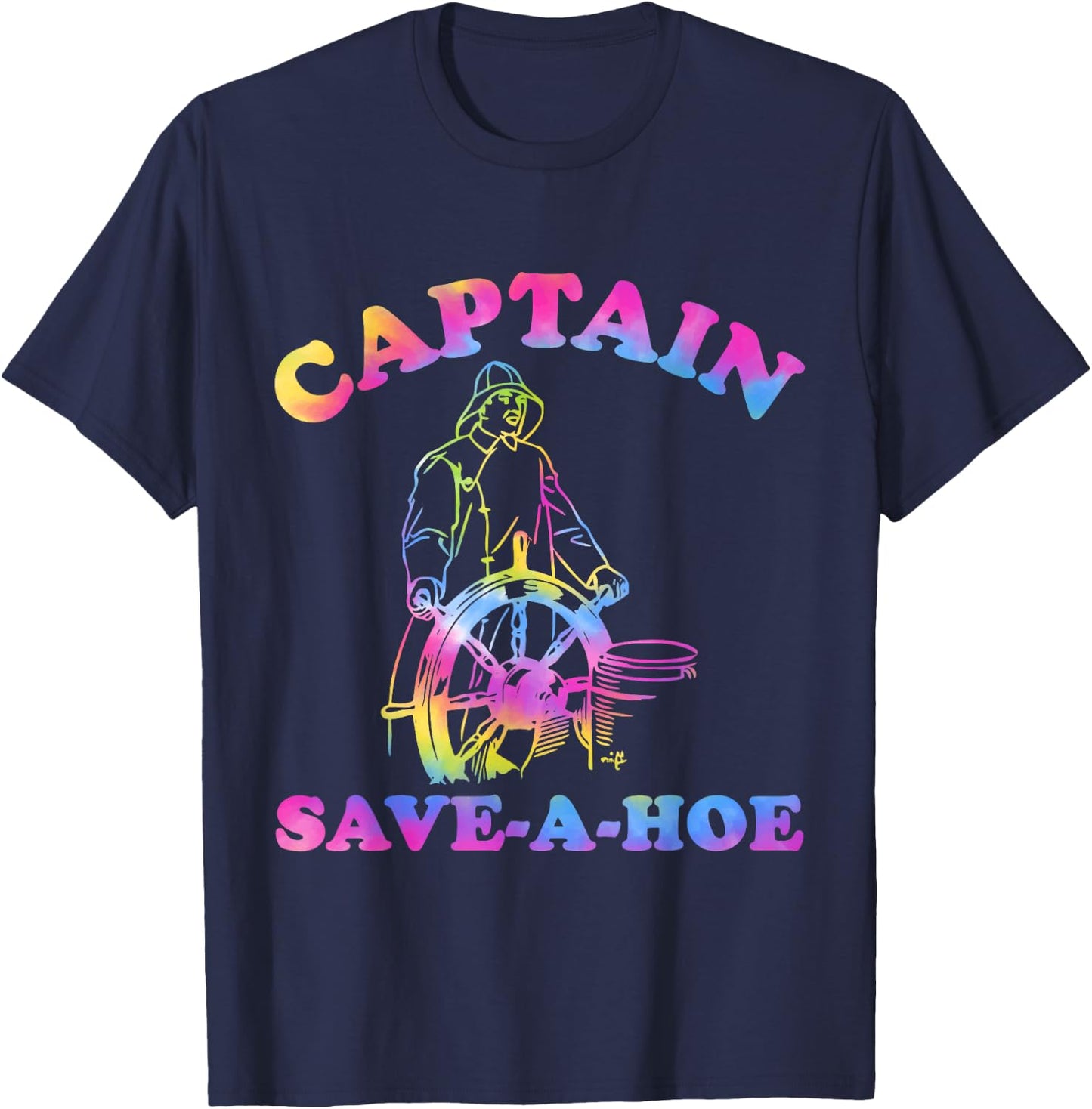 Captain Save-A-Hoe Hippie Design T-Shirt - T-Shirt | Navy