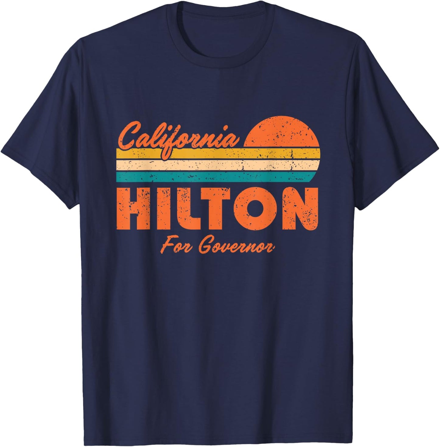 Steve Hilton for Governor of California 2026 Retro Sunset T-Shirt - T-Shirt | Navy