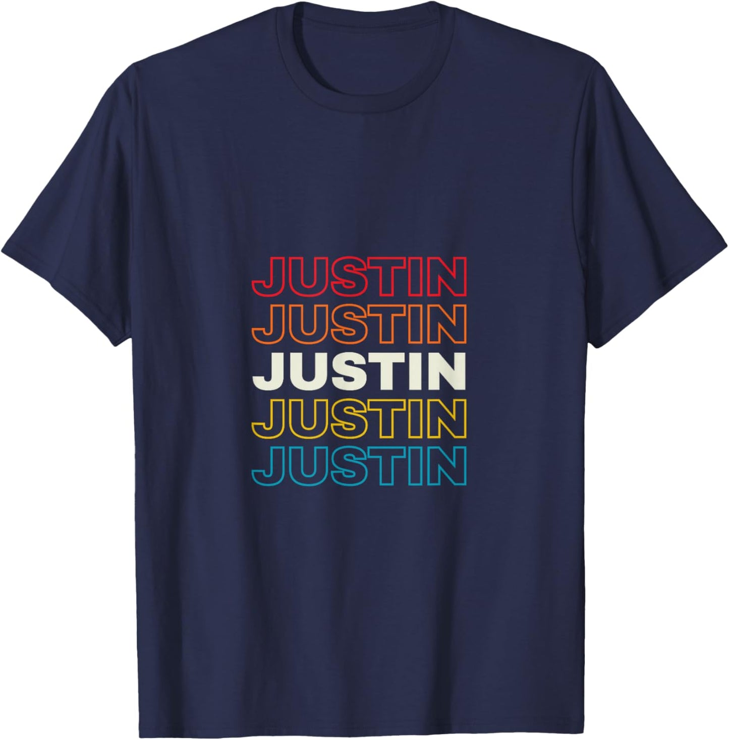 I Love Justin Personalized Retro Sunset First Name T-Shirt - T-Shirt | Navy