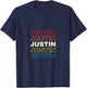 I Love Justin Personalized Retro Sunset First Name T-Shirt - T-Shirt | Navy