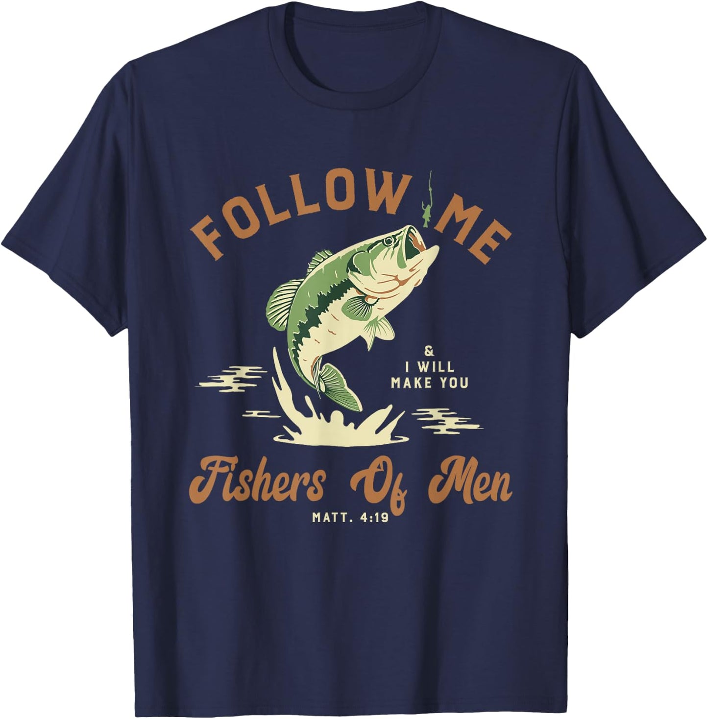 Fishers Of Men Retro Vintage Christian Bible Gift T-Shirt - T-Shirt | Navy