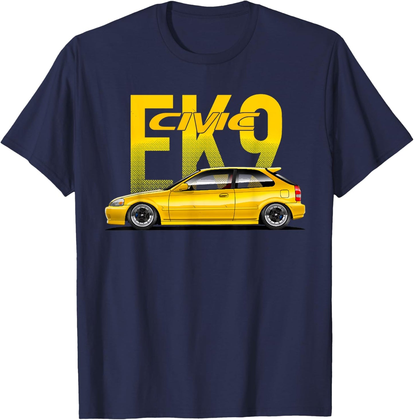 Civic EK 9 Type R Japanese Yellow Car T-Shirt - T-Shirt | Navy