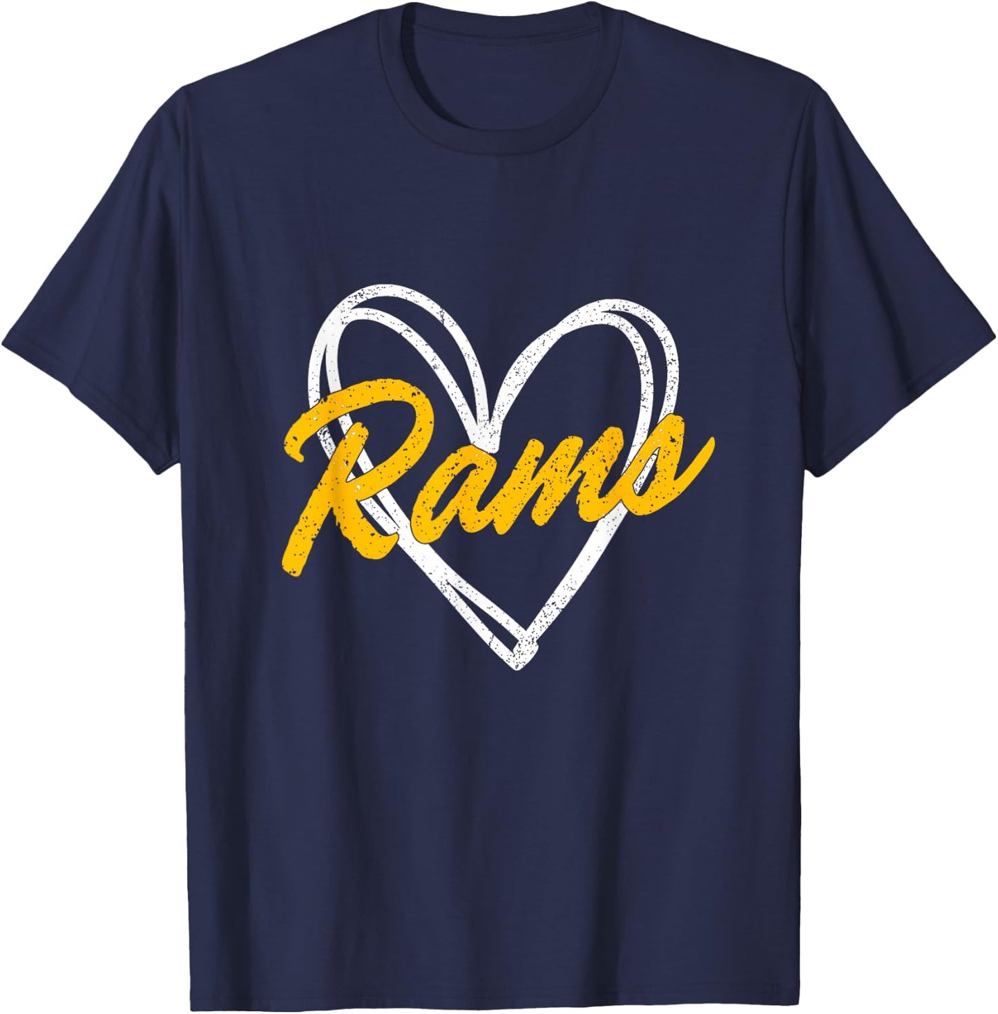 Rams Love Heart Vintage Gift Women Boys Girls Kids T-Shirt - T-Shirt | Navy