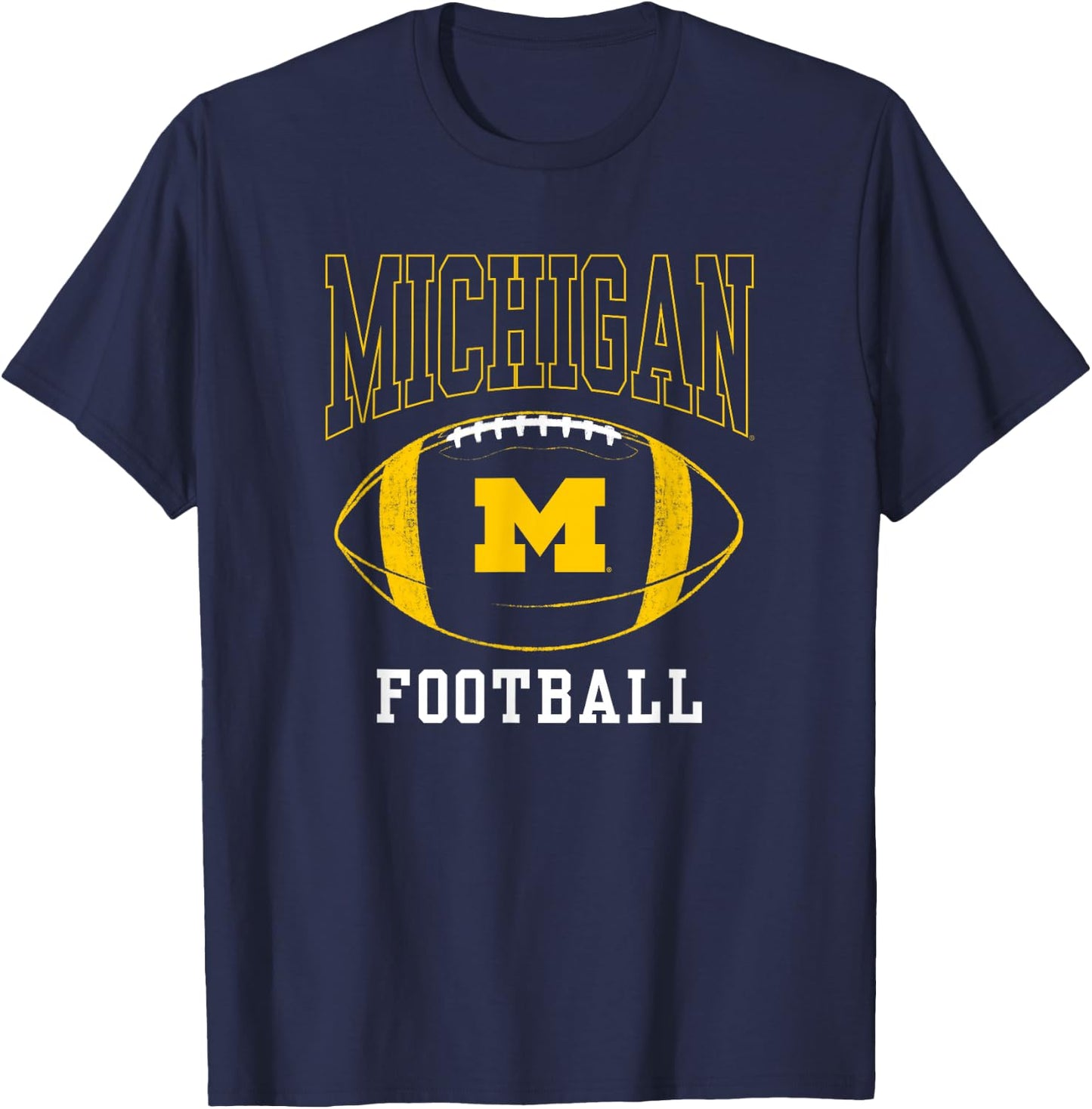 University of Michigan Wolverines U of M Football Ball T-Shirt - T-Shirt | Navy