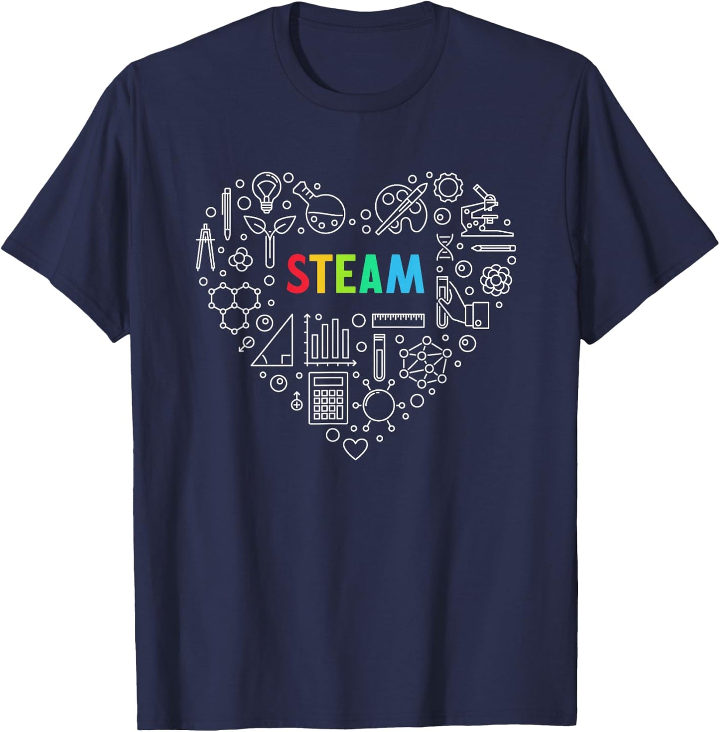 STEAM - Science and Art Heart Shape Design for Teacher T-Shirt - T-Shirt | Navy