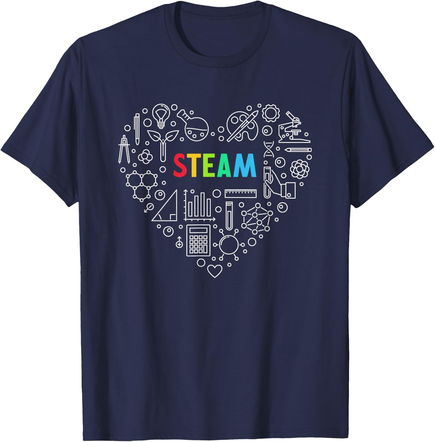 STEAM - Science and Art Heart Shape Design for Teacher T-Shirt - T-Shirt | Navy