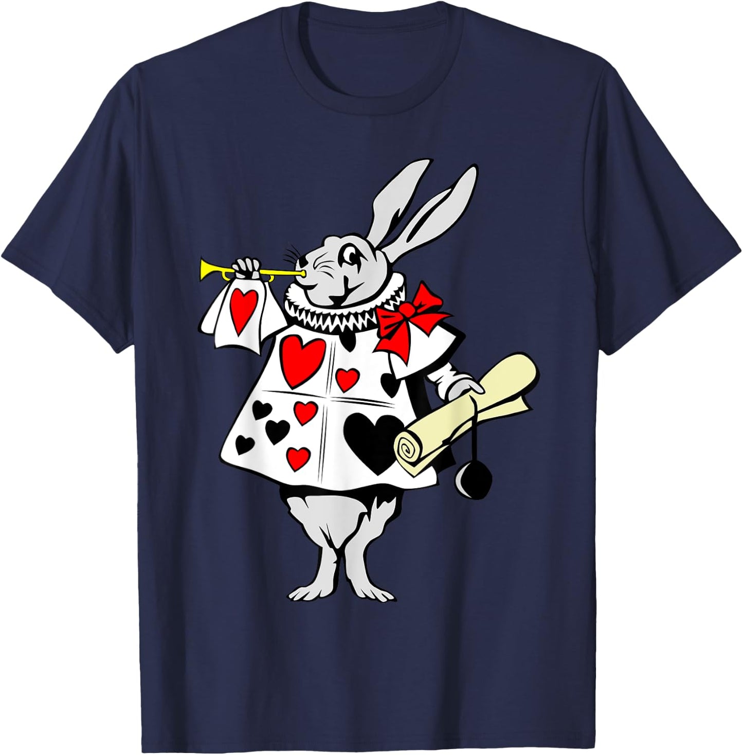 Alice in Wonderland Rabbit easter bunny playing music T-Shirt - T-Shirt | Navy