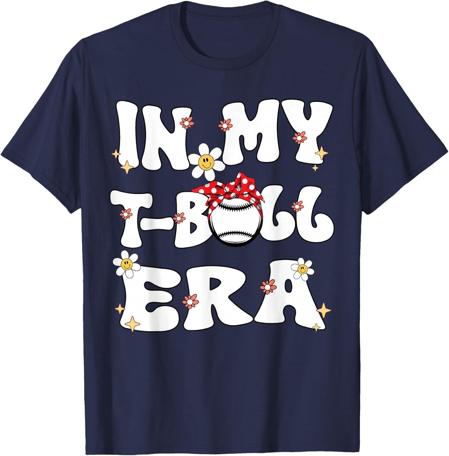 In My Tball Era Retro Groovy T ball ball Kids Girl Boy T-Shirt - T-Shirt | Navy