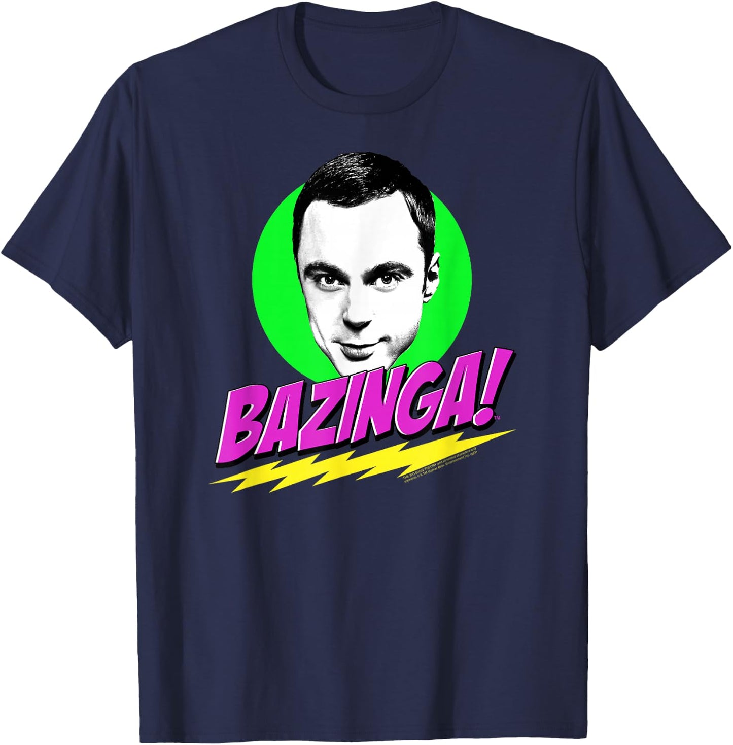 The Big Bang Theory Neon Sheldon Bazinga T-Shirt - T-Shirt | Navy