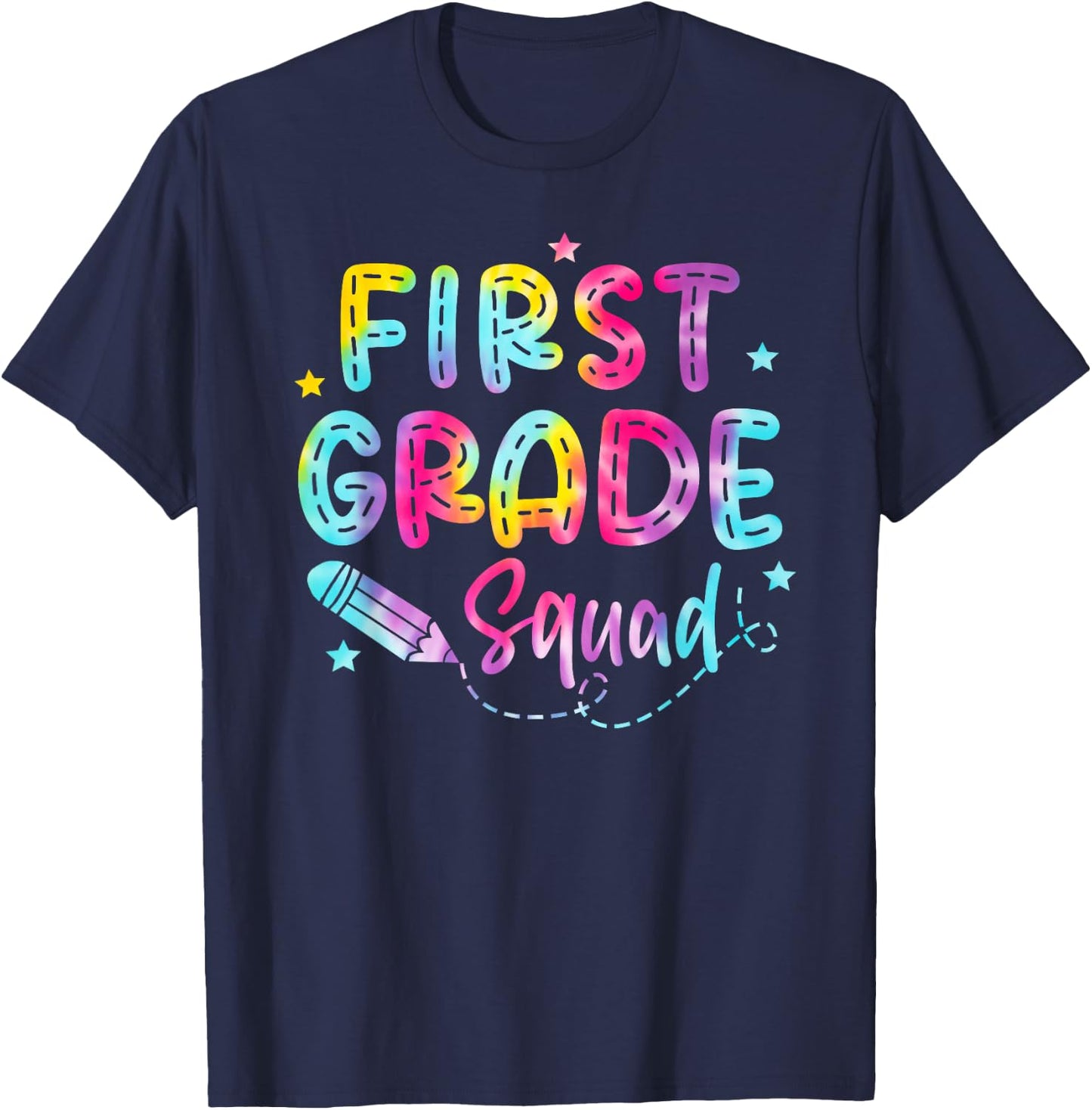 1st First Grade Squad Student Teacher Back To School Tie Dye T-Shirt - T-Shirt | Navy