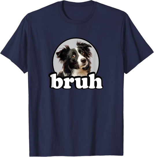 Kids Bro Bruh Black & White Border Collie Lover T-Shirt - T-Shirt | Navy