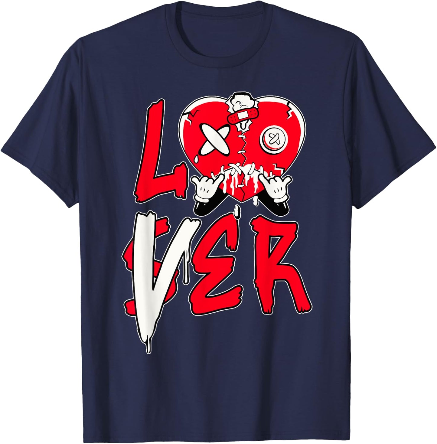 Red Loser Lover Pink Drip Heart Matching Women T-Shirt - T-Shirt | Navy