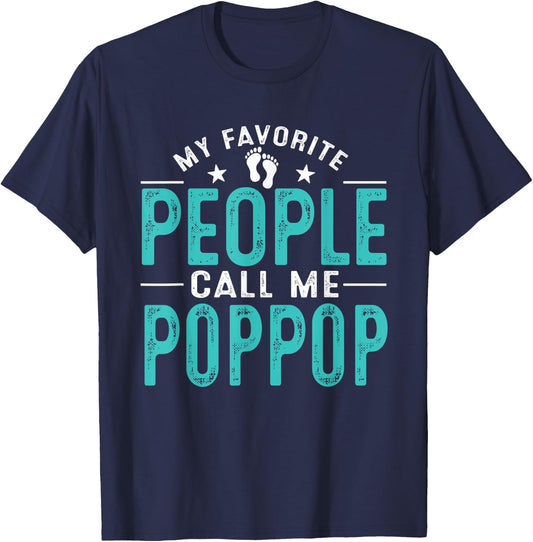 My Favorite People Call Me PopPop Vintage Funny PopPop Fathe T-Shirt - T-Shirt | Navy