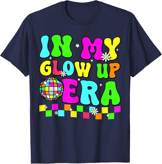 In My Glow Up Era Retro Colorful Quote Group Team Tie Dye T-Shirt - T-Shirt | Navy