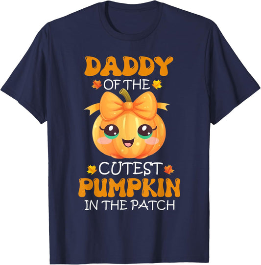 Daddy Of The Cutest Pumpkin In The Patch Halloween T-Shirt - T-Shirt | Navy