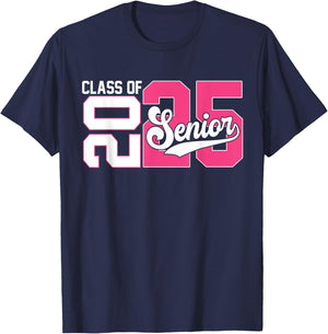 Class of 2025 Senior Graduation 2025 Back To School Pink T-Shirt - T-Shirt | Navy