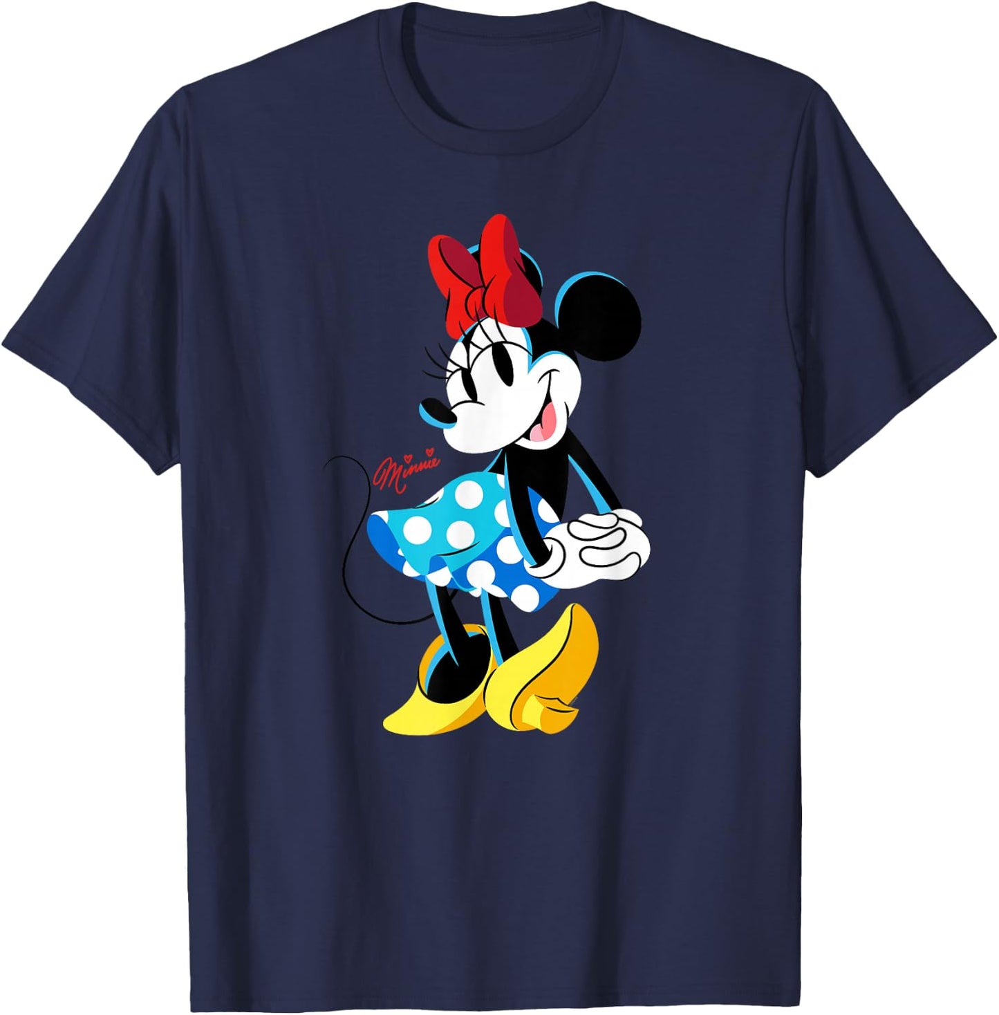 Disney Minnie Mouse Polka-Dot Skirt Cute Retro Vintage Pose T-Shirt - T-Shirt | Navy