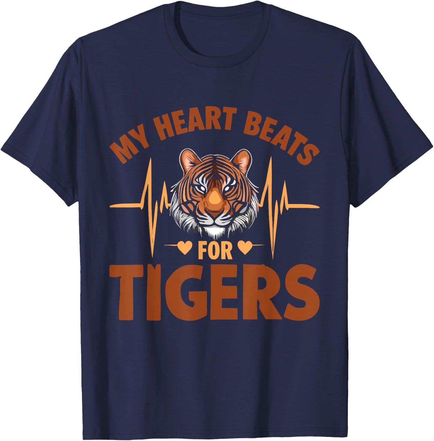 Tiger Wild Cat My Heart Beats For Tigers T-Shirt - T-Shirt | Navy