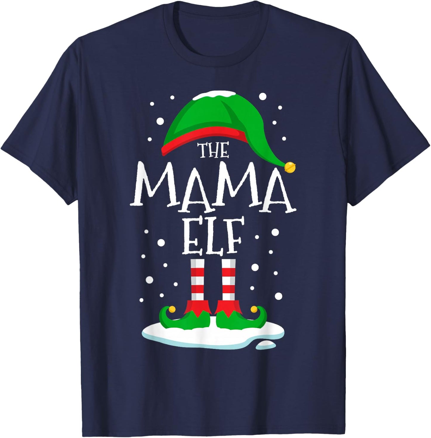 The Mama Elf Christmas Family Matching Xmas Mom Group Funny T-Shirt - T-Shirt | Navy