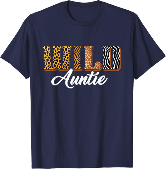 Wild Auntie Zoo Safari Jungle Animal Bday Matching Family T-Shirt - T-Shirt | Navy