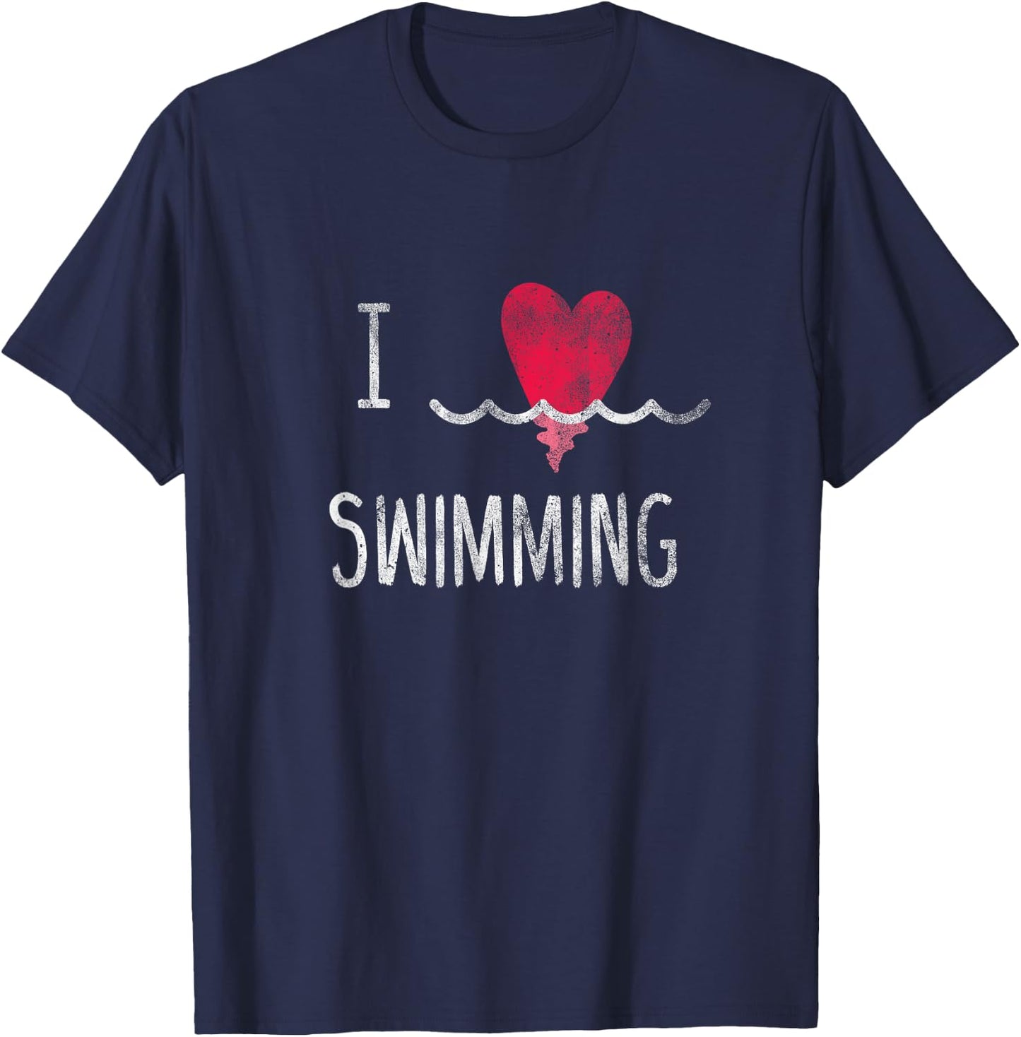 Vintage I Love Swimming Shirt - Swim Family Swimmer T-Shirt - T-Shirt | Navy