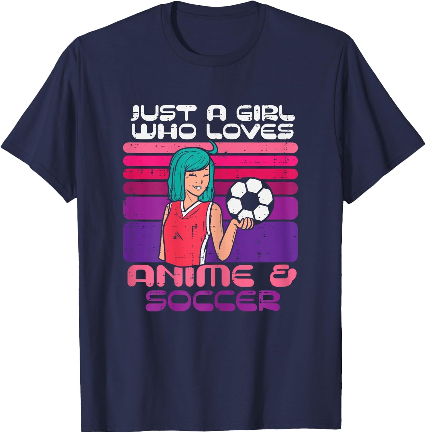 Girl Who Loves Anime Soccer Football Japaese Manga Otaku T-Shirt - T-Shirt | Navy