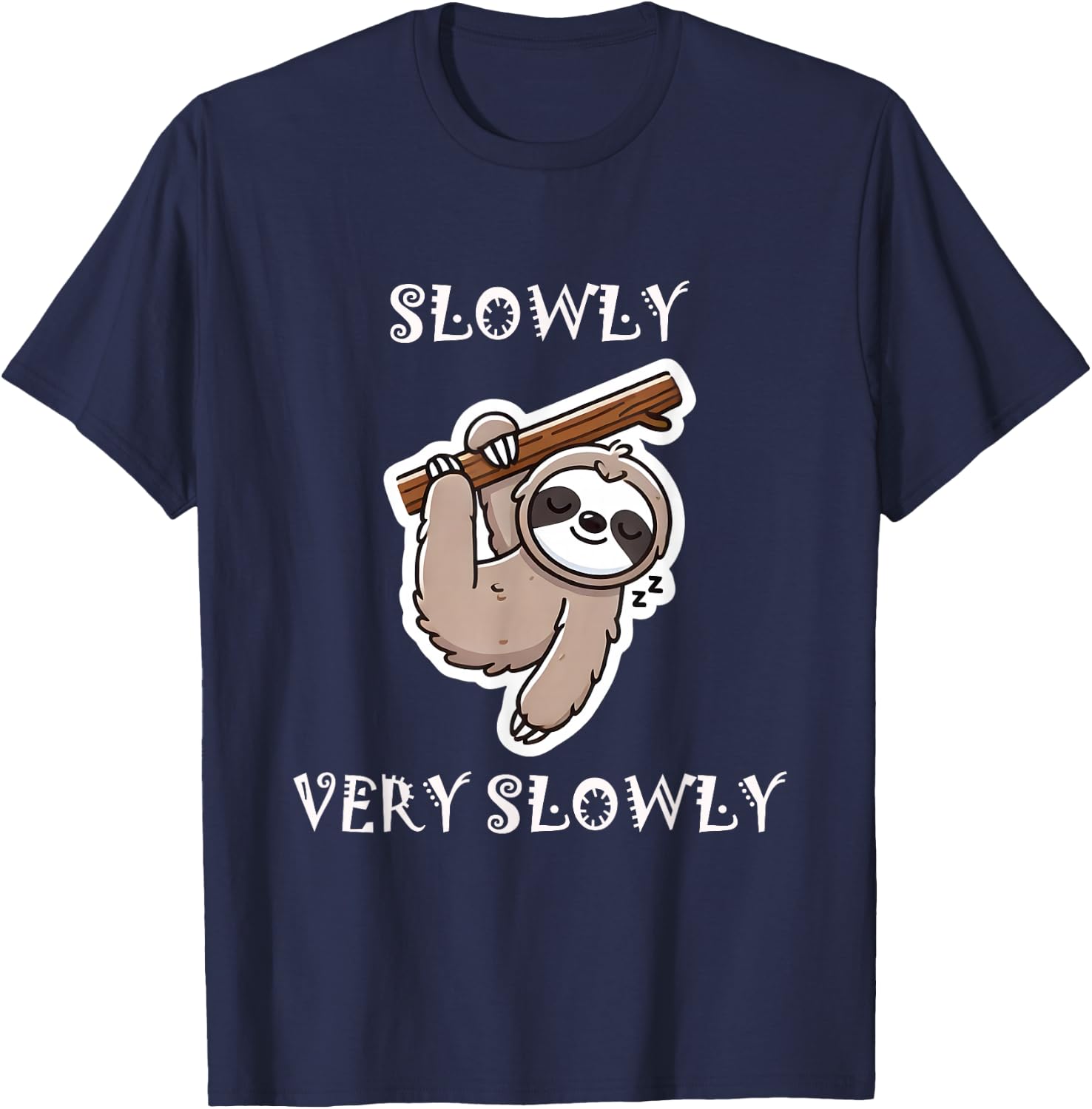 Slowly, very slowly - Sloth T-Shirt - T-Shirt | Navy