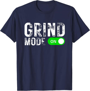 Grind Mode On Hustle Business Y2K Gym Workout Entrepreneur T-Shirt - T-Shirt | Navy