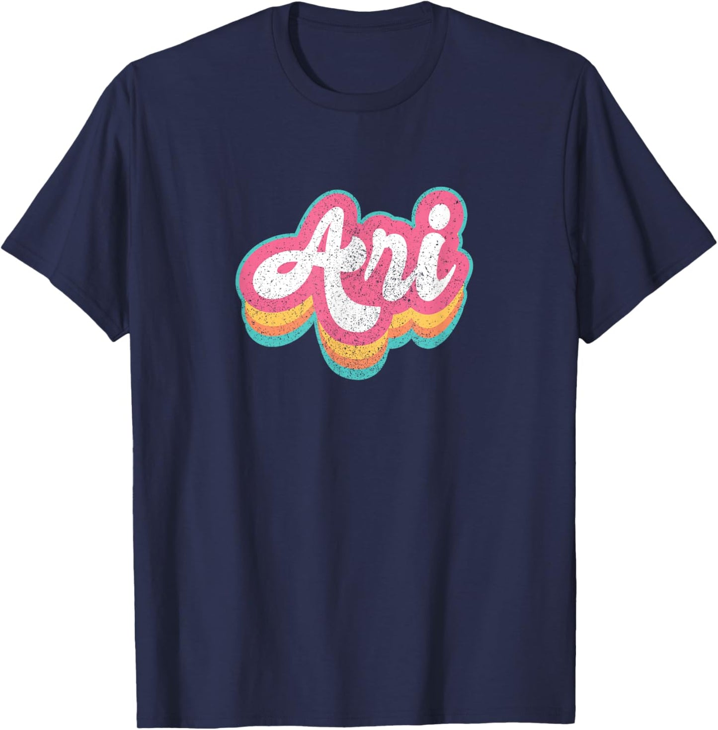 Ari First Name Girl Vintage 70s 80s Personalized T-Shirt - T-Shirt | Navy