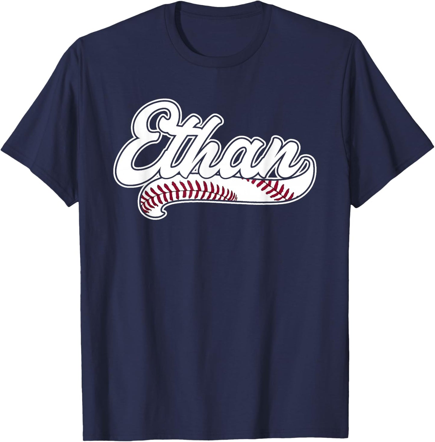 Ethan Personalized Baseball Fan Birthday Name T-Shirt - T-Shirt | Navy