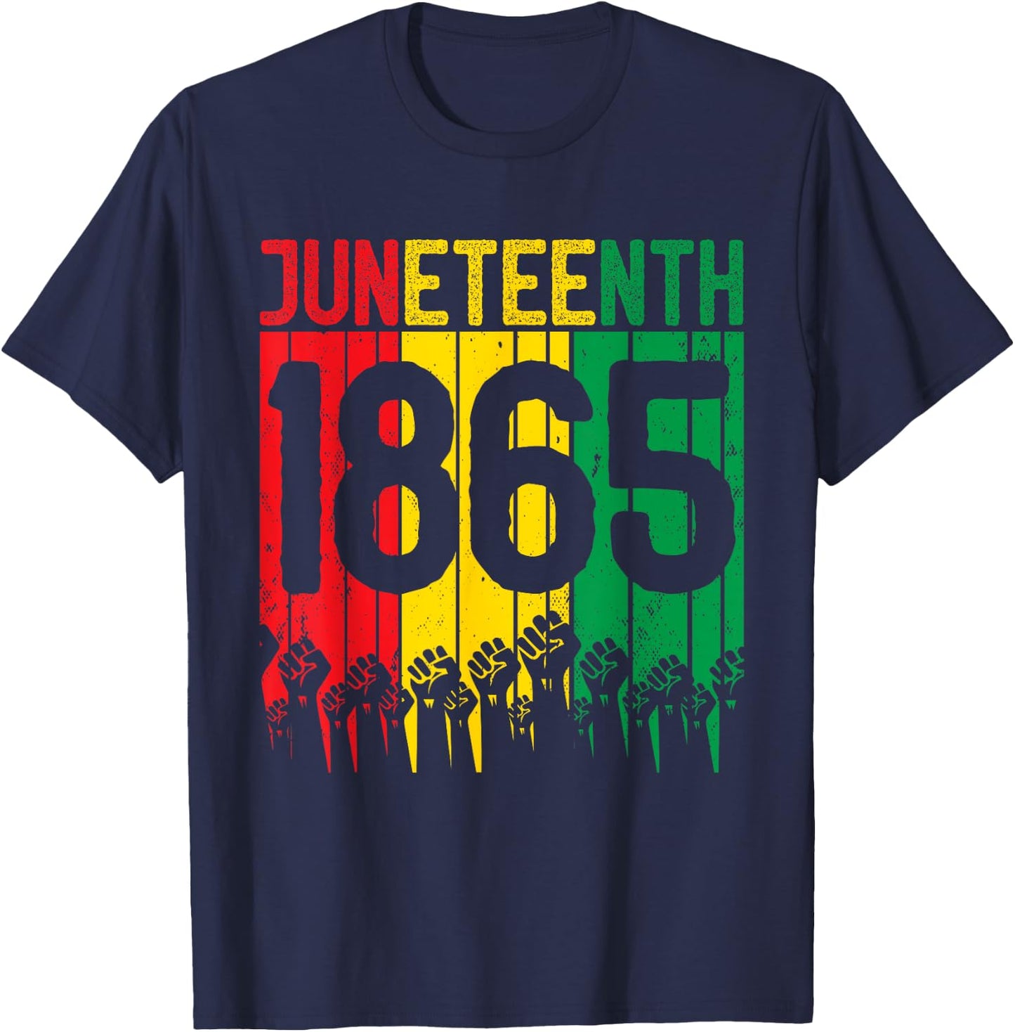 Vintage Juneteenth 1865 African Men Women Boys Girls Kids T-Shirt - T-Shirt | Navy