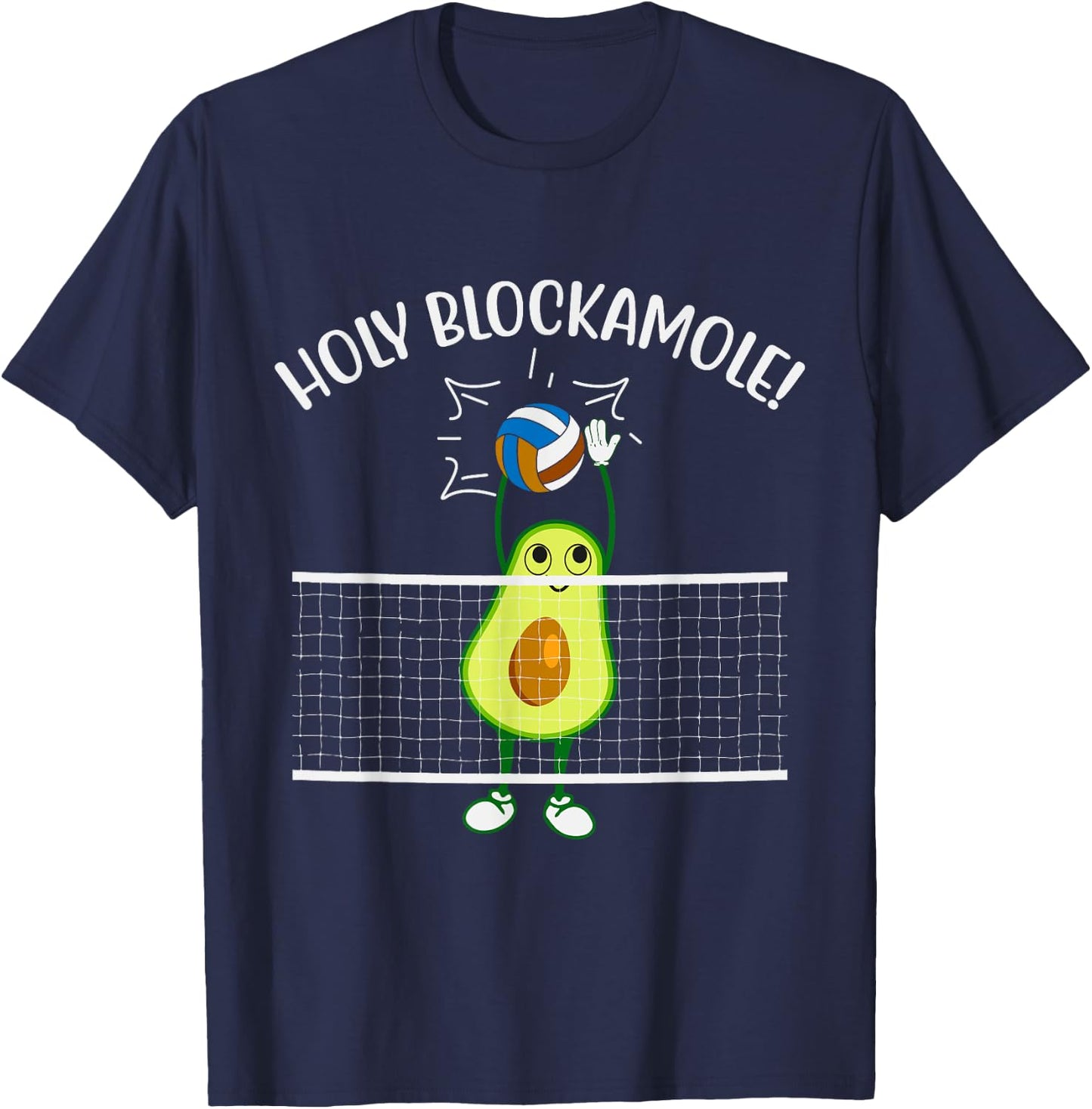 Holy Blockamole Volleyball Men Women Kids Volleyball Avocado T-Shirt - T-Shirt | Navy