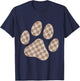 Brown Beige Checkered Cat Dog Paw Print Checkerboard Men Women Kids T-Shirt - T-Shirt | Navy