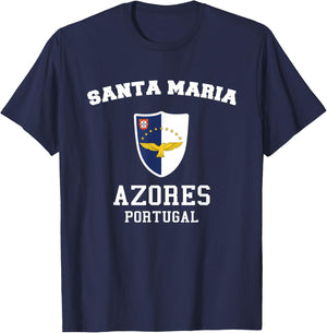 Santa Maria Azores Flag Santa Maria Portugal Island Souvenir T-Shirt - T-Shirt | Navy
