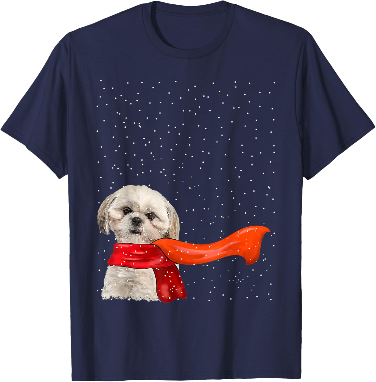 Shih Tzu Dog Winter Christmas Sweater Xmas Pet Men Women T-Shirt - T-Shirt | Navy