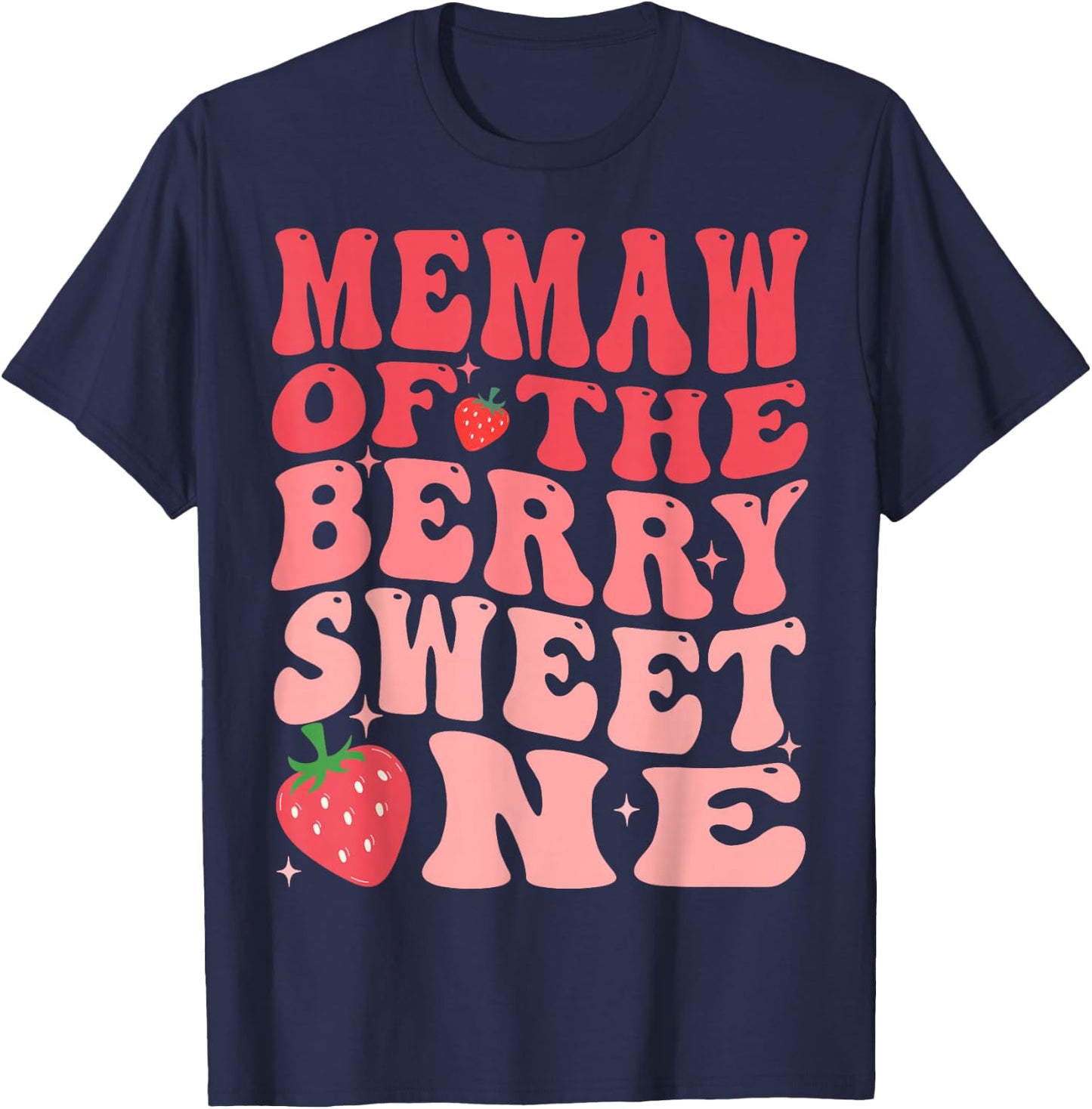 Memaw Of The Berry Sweet One 1st Birthday Strawberry T-Shirt - T-Shirt | Navy