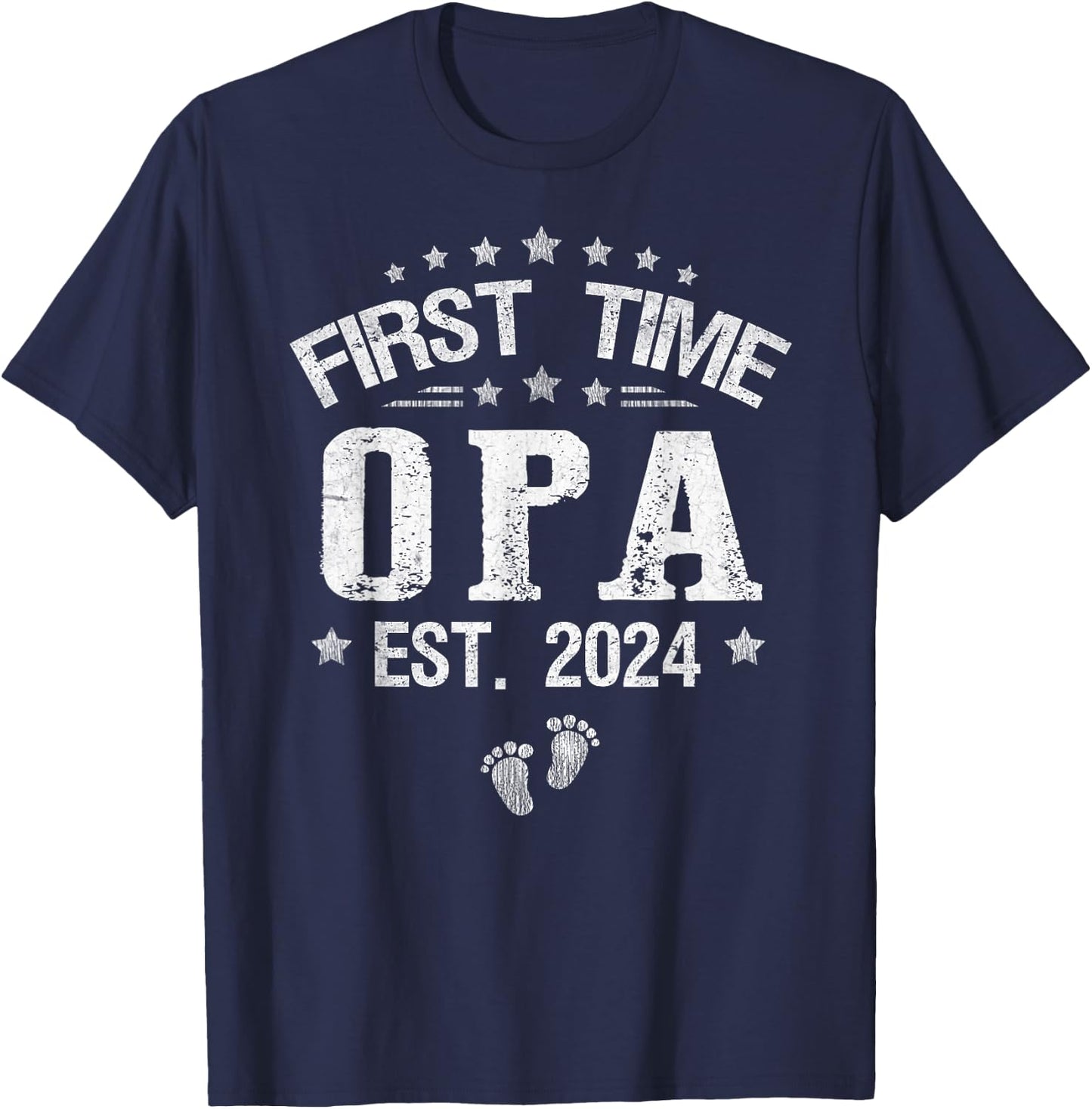 First time Opa est.2024 Father's Day Promoted To Opa T-Shirt - T-Shirt | Navy