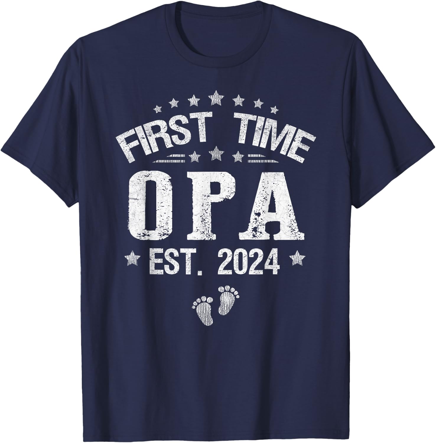 First time Opa est.2024 Father's Day Promoted To Opa T-Shirt - T-Shirt | Navy