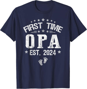 First time Opa est.2024 Father's Day Promoted To Opa T-Shirt - T-Shirt | Navy